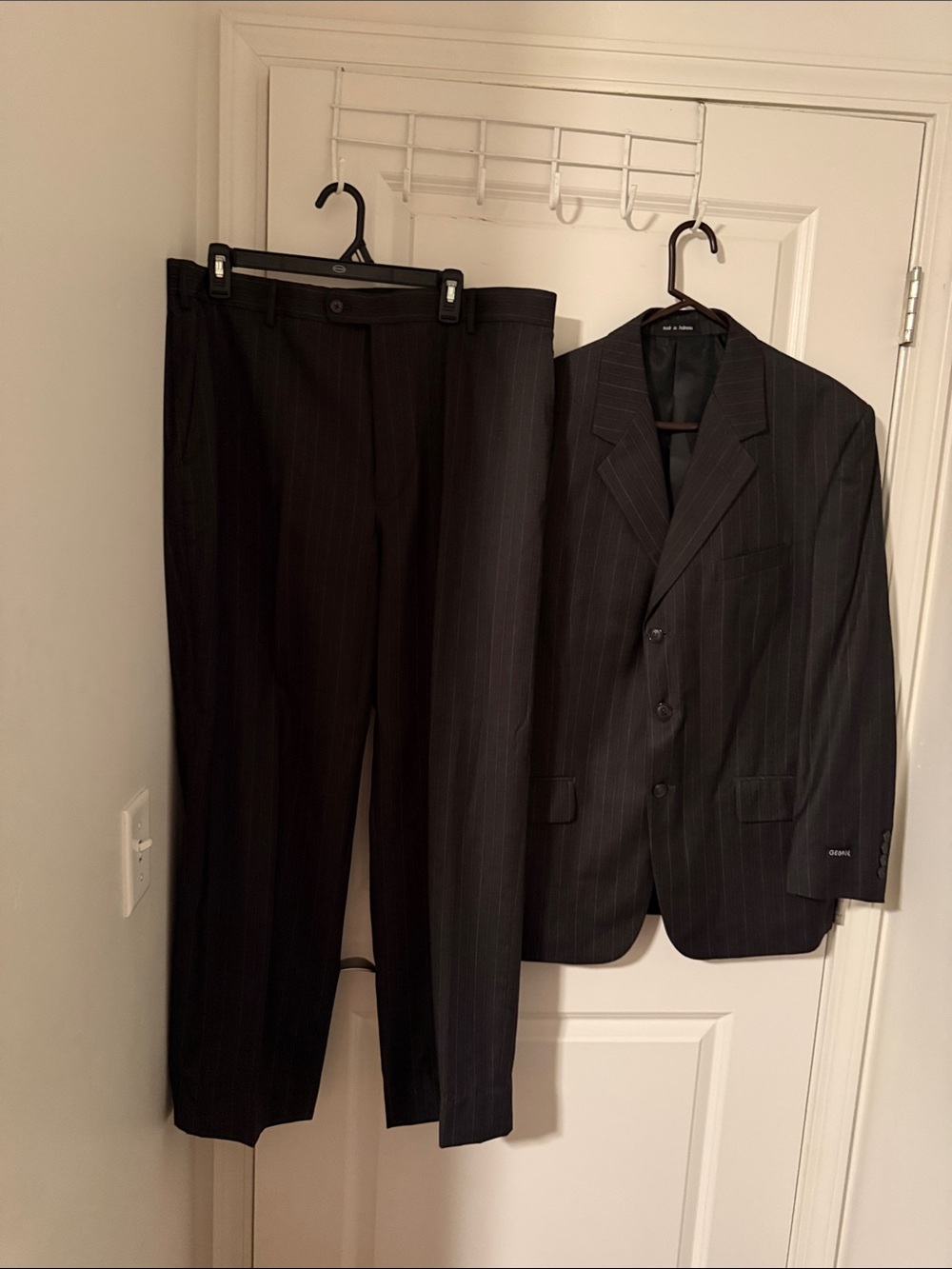 George Men's Black Pinstripe Suit - Jacket & Trousers